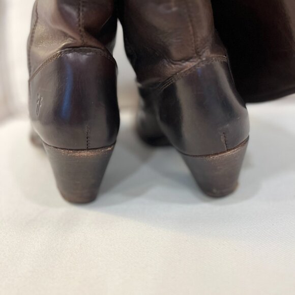 Frye Jackie Button Tall Dark Brown Boots Size 7 - Picture 4 of 6